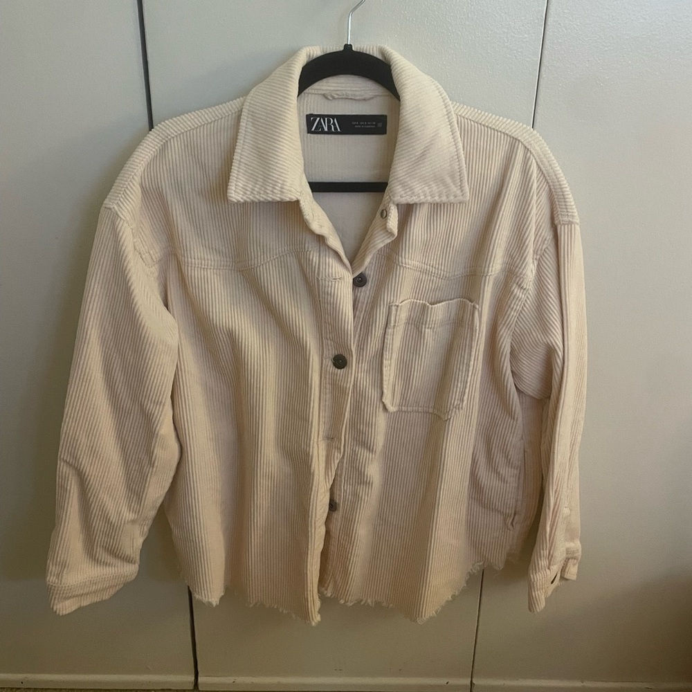 Zara Cream Corduroy Button-Up Jacket